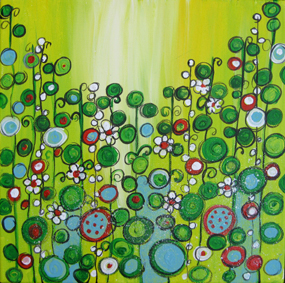 Yvonne Janik: Grüne WieseAcryl auf Leinwand 30x30 cm, 2011