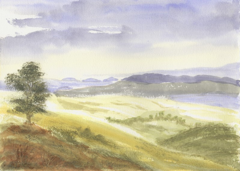 a Aabeck-Ackermann: New Zealand 1989 no. 2watercolor landscape