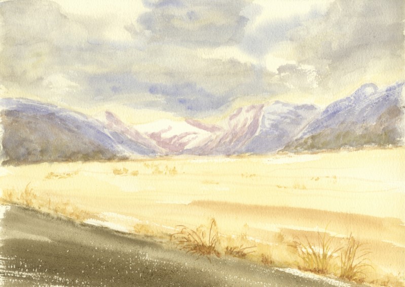 a Aabeck-Ackermann: New Zealand 1989 no. 12mountains in watercolour