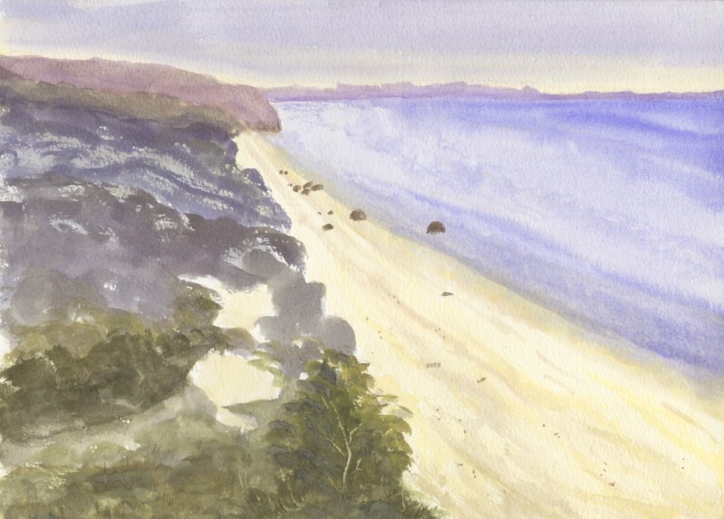 a Aabeck-Ackermann: New Zealand 1989 no. 3watercolor landscape
