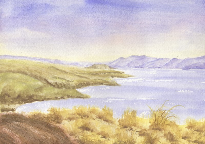 a Aabeck-Ackermann: New Zealand 1989 no. 5watercolor landscape