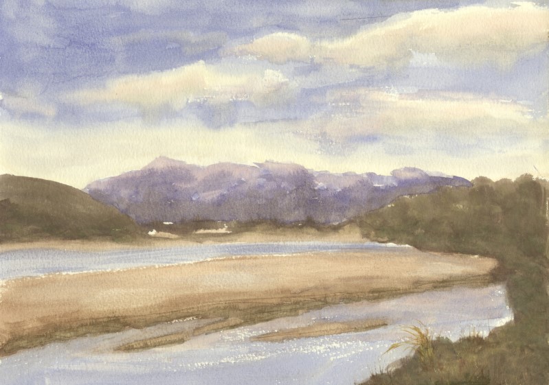 a Aabeck-Ackermann: New Zealand 1989 no. 9landscape watercolor painting