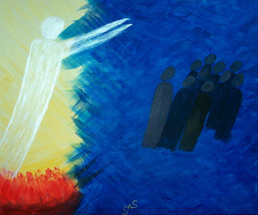 Siegfried_A._ Stetter: Jesus erscheint zehn ApostelnAcryl auf Leinwand, 60 x 50 cm