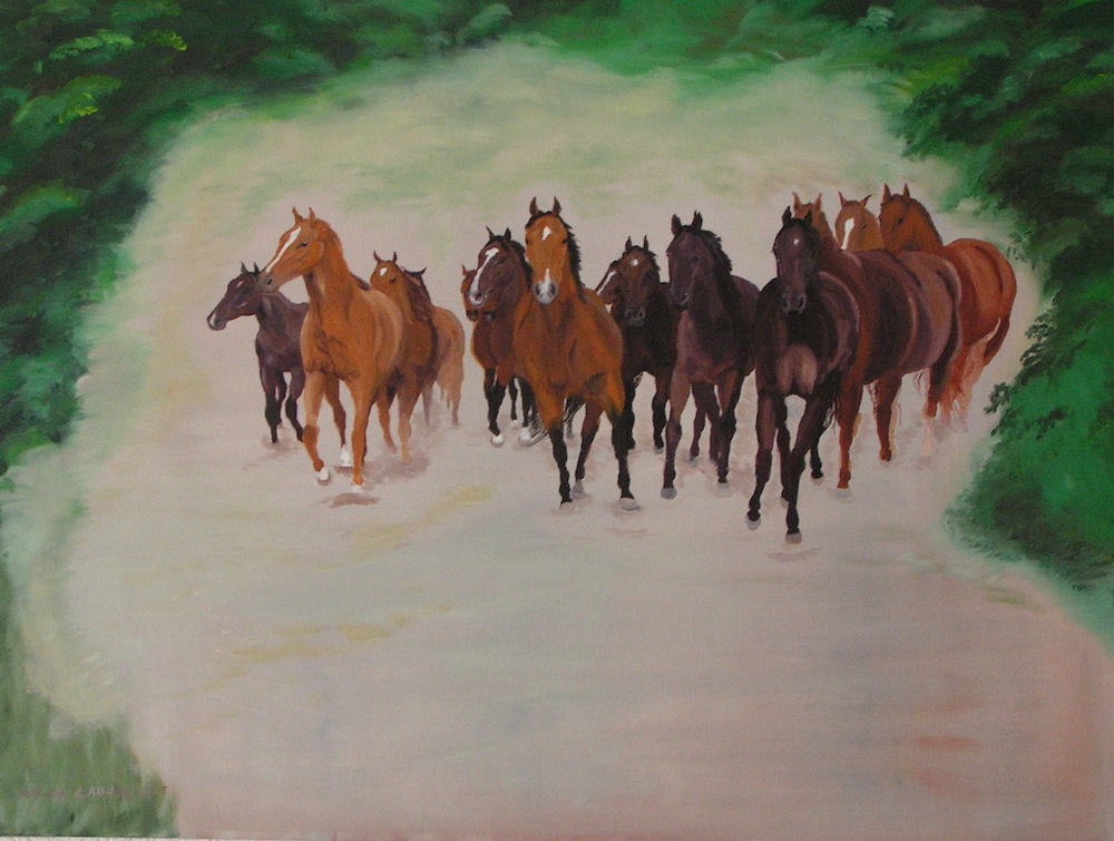 Claudia Lüthi_(alias_Abdelghafar): PferdeherdePferdherde, Oel auf Leinwand, 60 x 80 cm, 2007