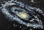 Claudia Lüthi_(alias_Abdelghafar): Andromdia-GalaxieMiniaturoelbild, Oelfarbe auf Leinwand, 5x7 cm, 2012