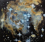 Claudia Lüthi_(alias_Abdelghafar): Kleine Mangellansche WolkeMiniatuoelbild, Oelfarbe auf Leinwand, 5x5 cm, 2012