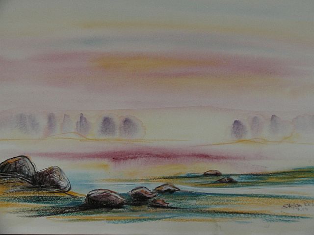 Stefan Rehm: Nebel am FlussAquarell  32x41cm