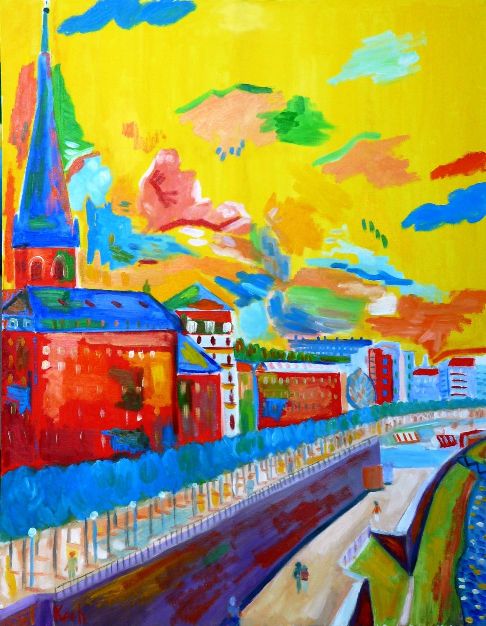 Gabriel Koch: Rheinpromenade_Duesseldorf 70x90cm