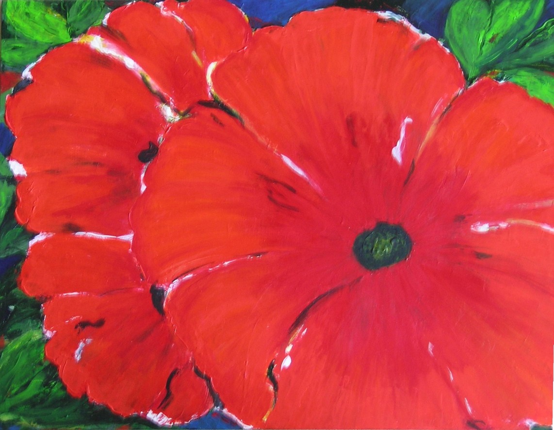 Gerda Pinck: 39 - Flowers in red, Acryl auf Leinwand, 60x80cm<br