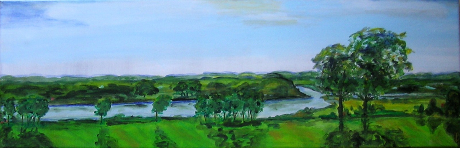 Gerda Pinck: 56 - Wardersee/TraveAcryl auf Leinwand - Groesse 25x75 cm