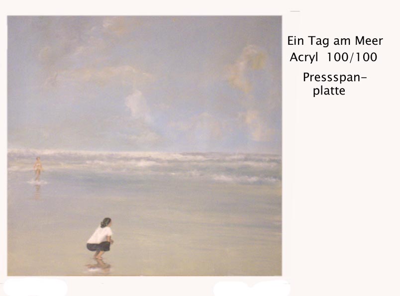 Barbara Schmidt: ein Tag am MeerAcryl auf Pressspanplatte 100/100