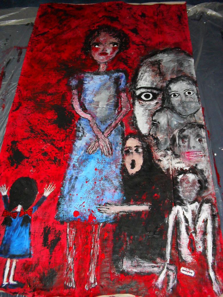 Despina Papadopoulou: -Why do you bleed- Acryl auf Tuch,210 x 160 cm