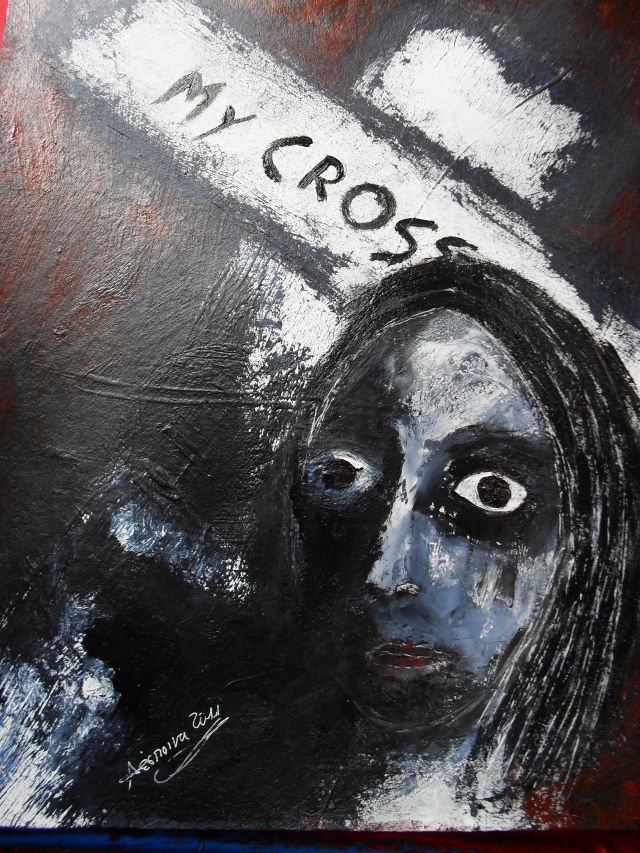 Despina Papadopoulou: -My Cross,....You are not gone my way-Acryl auf Karton,50 x 40 cm-My Cross,....You are not gone my way-Acryl auf Karton,50 x 40 cm