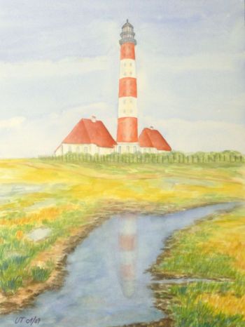 Udo Teuchert: Westerhever LeuchtturmAquarell 36 x 48 cm