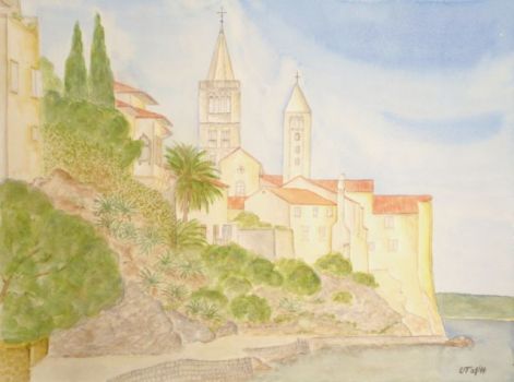 Udo Teuchert: Rab / KroatienAquarell 48 x 36 cm