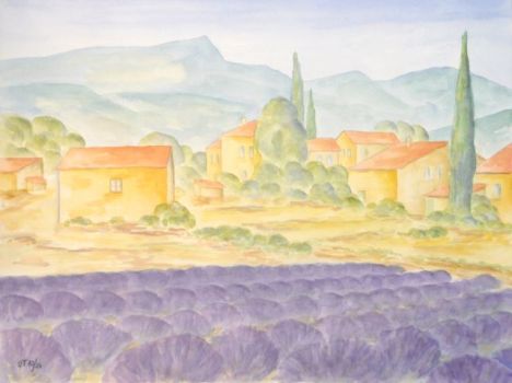 Udo Teuchert: Lavendelfeld IIAquarell 48 x 36 cm
