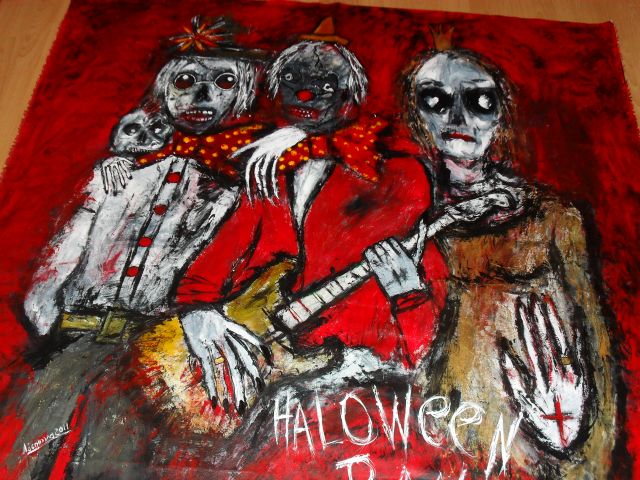 Despina Papadopoulou: -Haloween Band- acryl auf Tuch ,160 x 160 cm