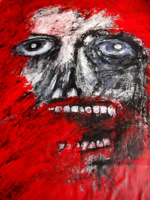 Despina Papadopoulou: Face .. swims in the Red Sea what does it say this face? .. Acryl auf Tuch,210 x 170 cm