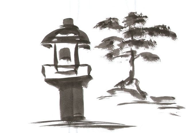  EDITA: Japanese Gardens 13brush painting from 1991