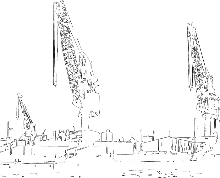 Uwe Holstein: Hafen Hamburg 6579Zeichnung 2011 Hamburger Hafen 