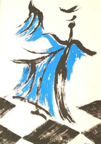 a Rehder: blue dancer chessSerigrafie und Acrylmalerei