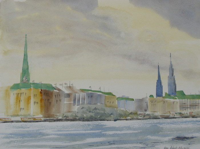 a Aabeck-Ackermann: Hamburg an der Alster 507Aquarell Hans Aabeck-Ackermann 2009