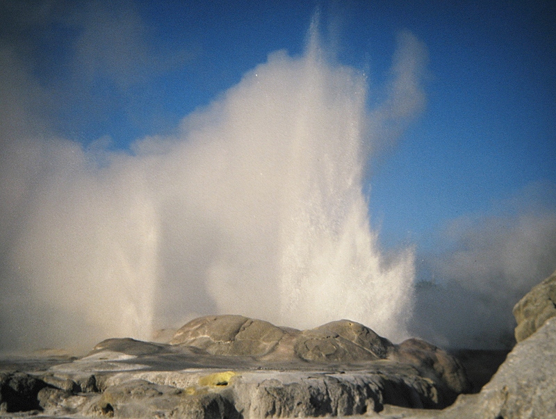 a Aabeck-Ackermann: Neuseeland Geysir RotoruaFotografie aus dem K?nstlerbuch Aotearoa. Mit Pinsel, Palette und Kamera durch Neuseeland. 22. Druck der Elke Rehder Presse, 2010. 100 nummerierte und signierte Exemplare.