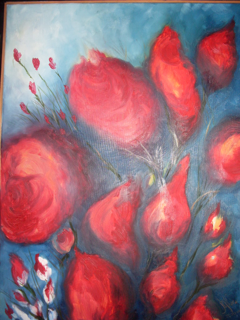 Mira Wawer: Blumen -rote FaseBlumen abstrakt