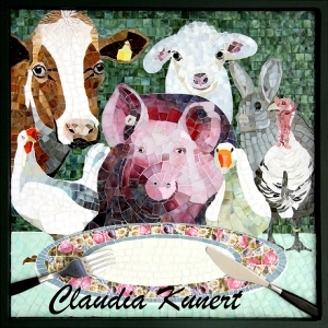 Claudia Kunert: MahlzeitMosaikbild aus farbigem Glas und Porzellan