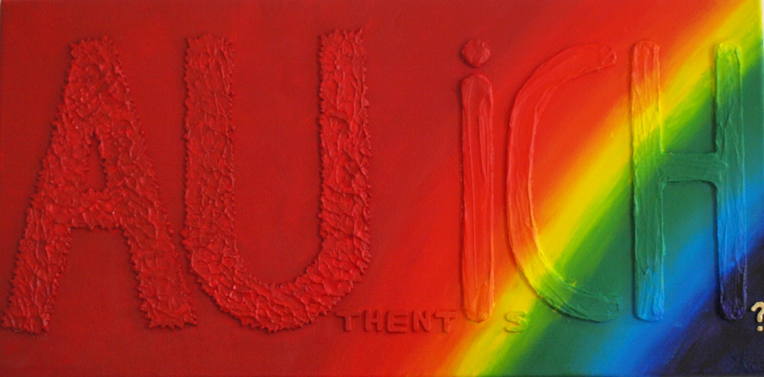 Heike Niehusmann: Authentisch (2009)ca. 60 x 30 cm; Material: Acryl und Pappe auf Leinwand