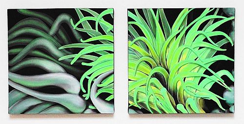 Ursula Zons: Meerfarben2012,  Acryl auf Leinwand,  50 x 108 x 5 cm