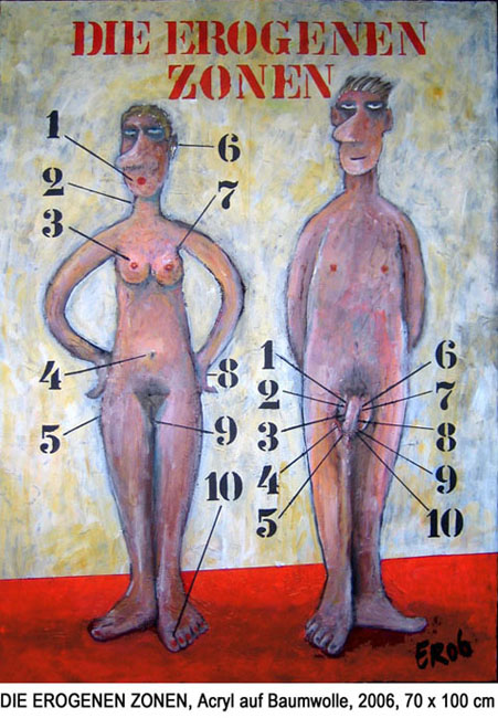 Erich Rauschenbach: DIE EROGENEN ZONENAcryl auf Baumwolle, 70 x 100 cm, 2006