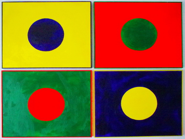 Elmar Goeke: vier Jahreszeiten?l auf Leinwand, Komposition aus vier Teilen a 60 cm x 40 cm