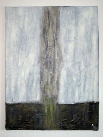 Anja Langbein: GeysirAcryl mit Stoff auf Leinwand, 60 x 80 cm