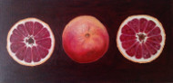 Heike Karbe: Grapefruits, Oel auf Leinwand, 20x40 cm, Rahmen orange,2013