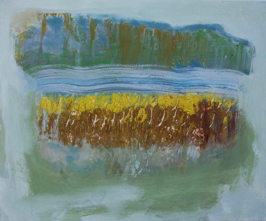 Hans Maas: Hans Maas bluehende Landschaft I 40x50cm  2013Oel-Nessel