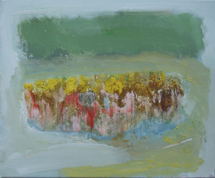 Hans Maas: Hans Maas bluehende Landschaft II 40x50cm 2013Oel-Nessel