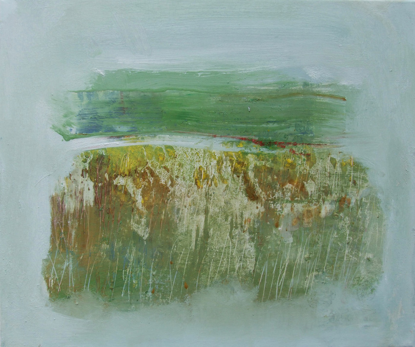 Hans Maas: Hans Maas bluehende Landschaft III 40x50cm  2013Oel-Nessel