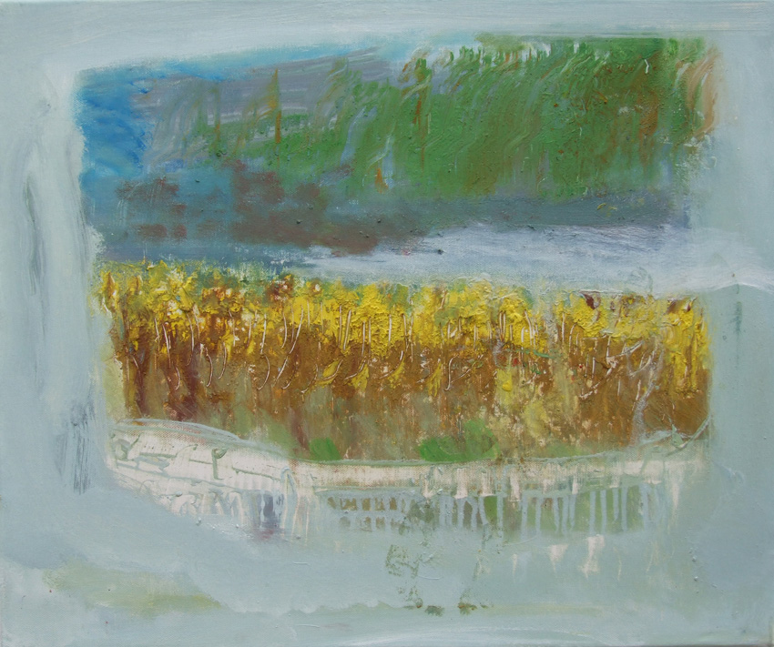 Hans Maas: Hans Maas bluehende Landschaft IV  40x50cm 2013Oel-Nessel