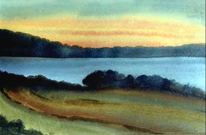 a Sterzenbach: Insel Scharfenberg, Osts.17, Tegeler SeeInsel Scharfenberg, Osts.17, Tegeler See, Aquarell, 27x39 cm, 1995