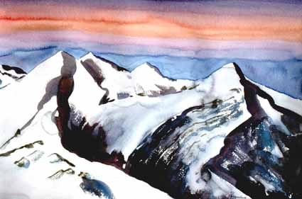 a Sterzenbach: Sonnenaufgang in den AlpenSonnenaufgang in den Alpen, Aquarell, 40,5x55 cm, 2000