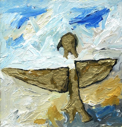 a myschliwzyk:  Ikarus 2 2012 - Oel auf Holzfaserplatte, 15 x 15 cm