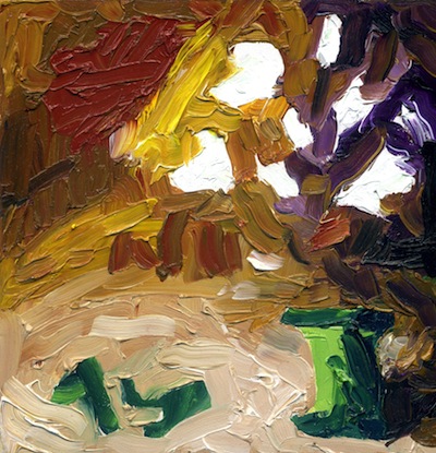a myschliwzyk:  Geisterstrauss 22012 - Oel auf Holzfaserplatte, 15 x 15 cm