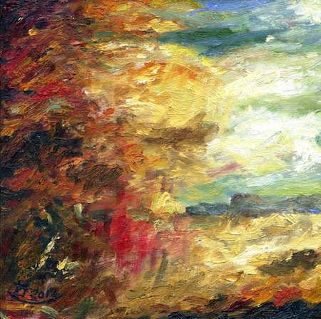 a myschliwzyk:  Es kommt...2012 - Oel auf Holzfaserplatte, 20 x 20 cm