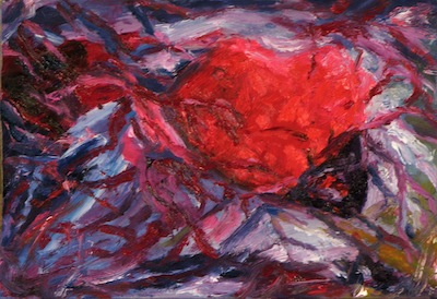 Christoph Myschliwzyk:  Herzinfarkt 2012 - Oel auf Holzfaserplatte, 31 x 24 cm