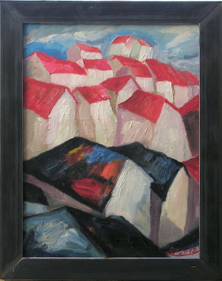 Christoph Myschliwzyk:  Nachbarn 2012 - Oel auf Leinwand, 30 x 40cm