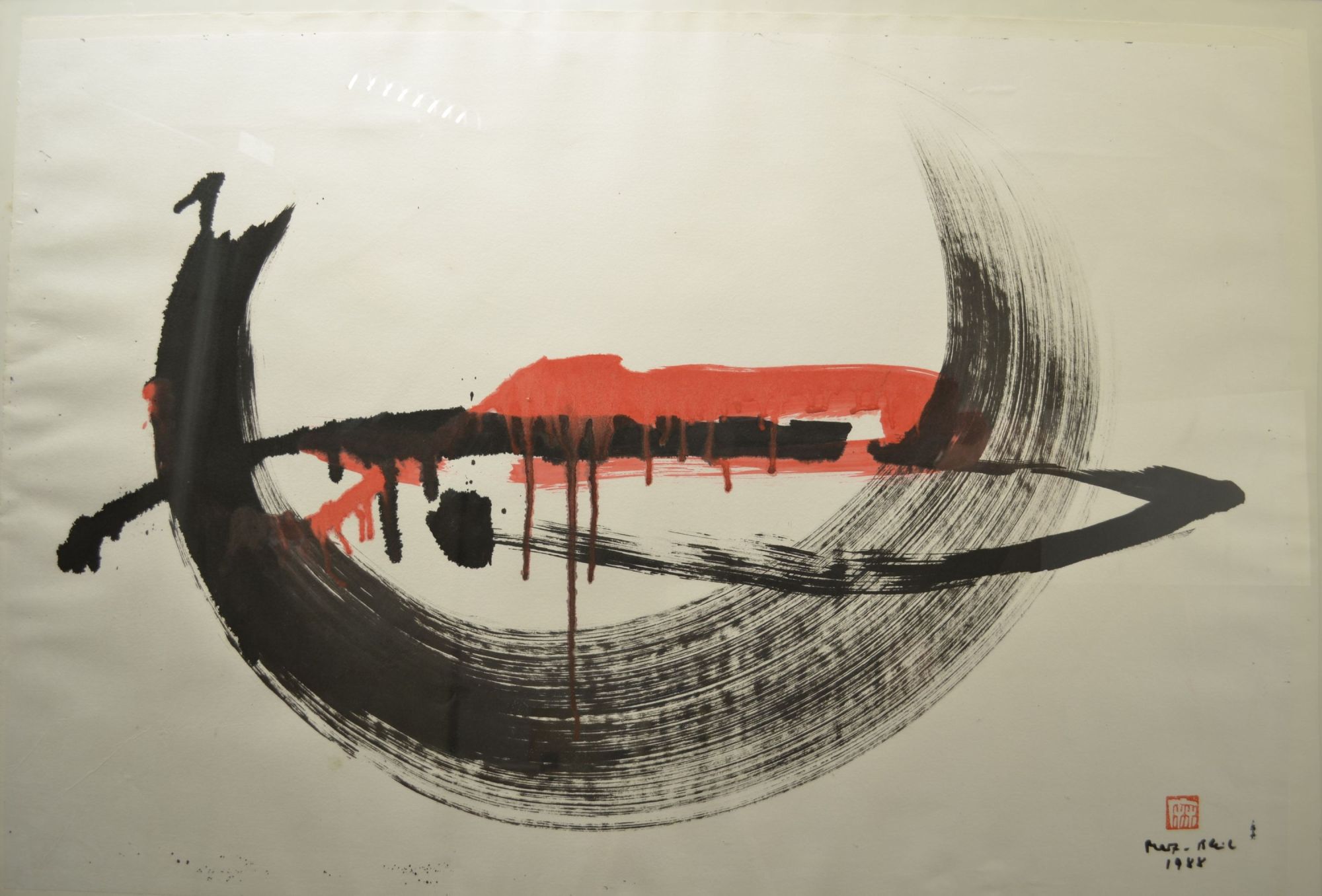 Marianne Marx-Bleil: Abstraktion in rot und schwarz1988/92,0x62,0cm/ID: K3-1338