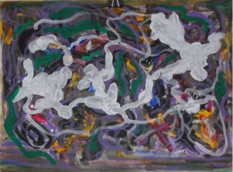 Roland Hirn: Bewegungen auf den Kopf gestelltMasse: 40 x 30cm, Acryl auf Papier