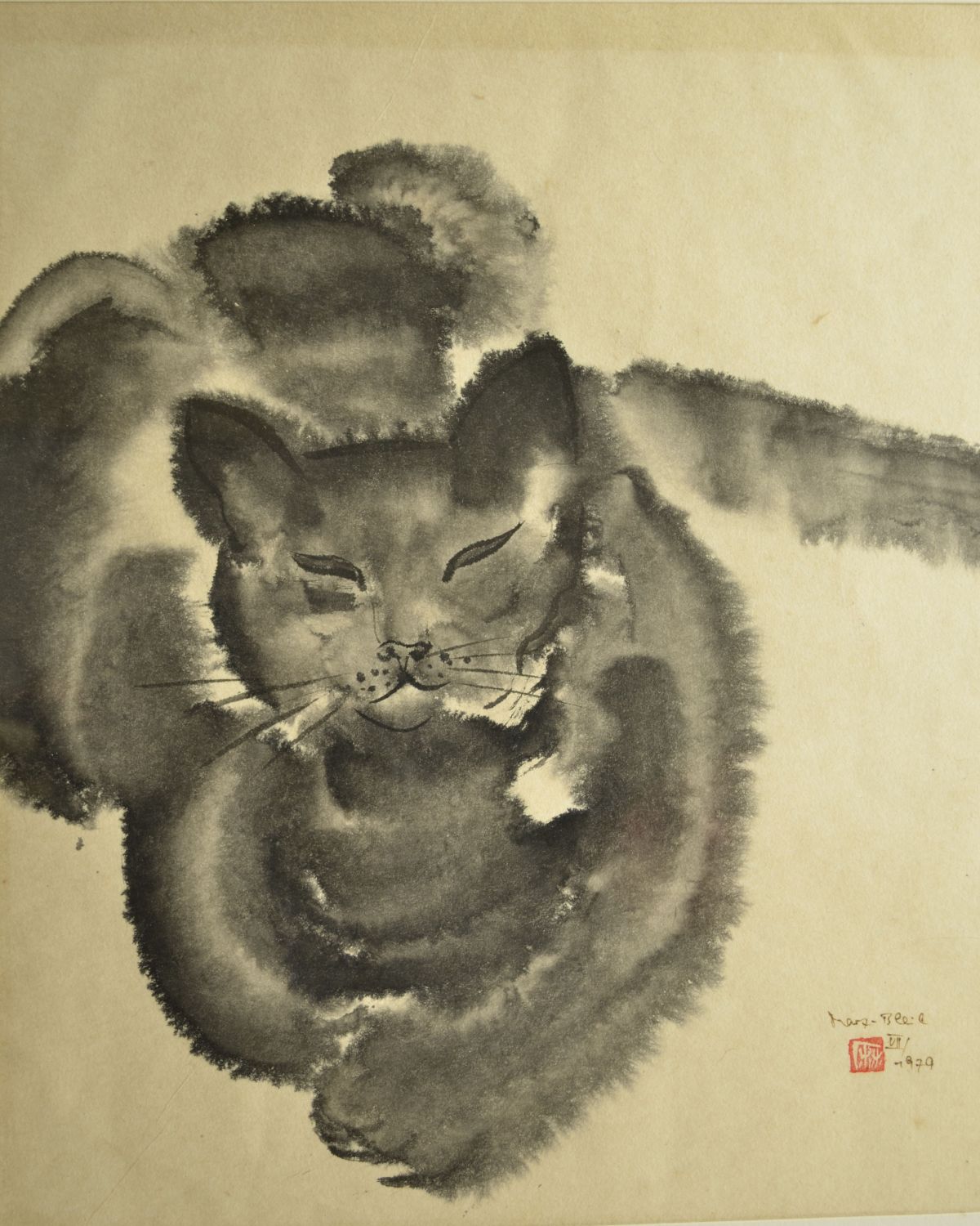 Marianne Marx-Bleil: Kater Oskar, Sumi-e, 197933,0x38,5cm/ ID: K6-1341