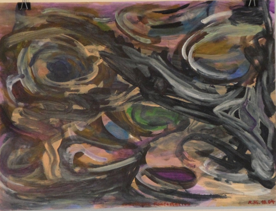 Roland Hirn: Endothyme Manifestation, Masse: 56 x 42cm, Acryl auf Papierabstrakte Darstellung des Bildtitels